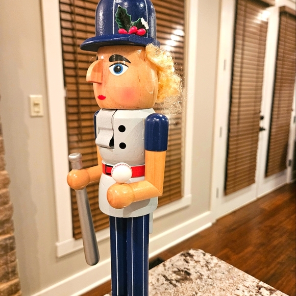 Baseball/Softball Player 14" Wood Nutcracker - Picture 3 of 7